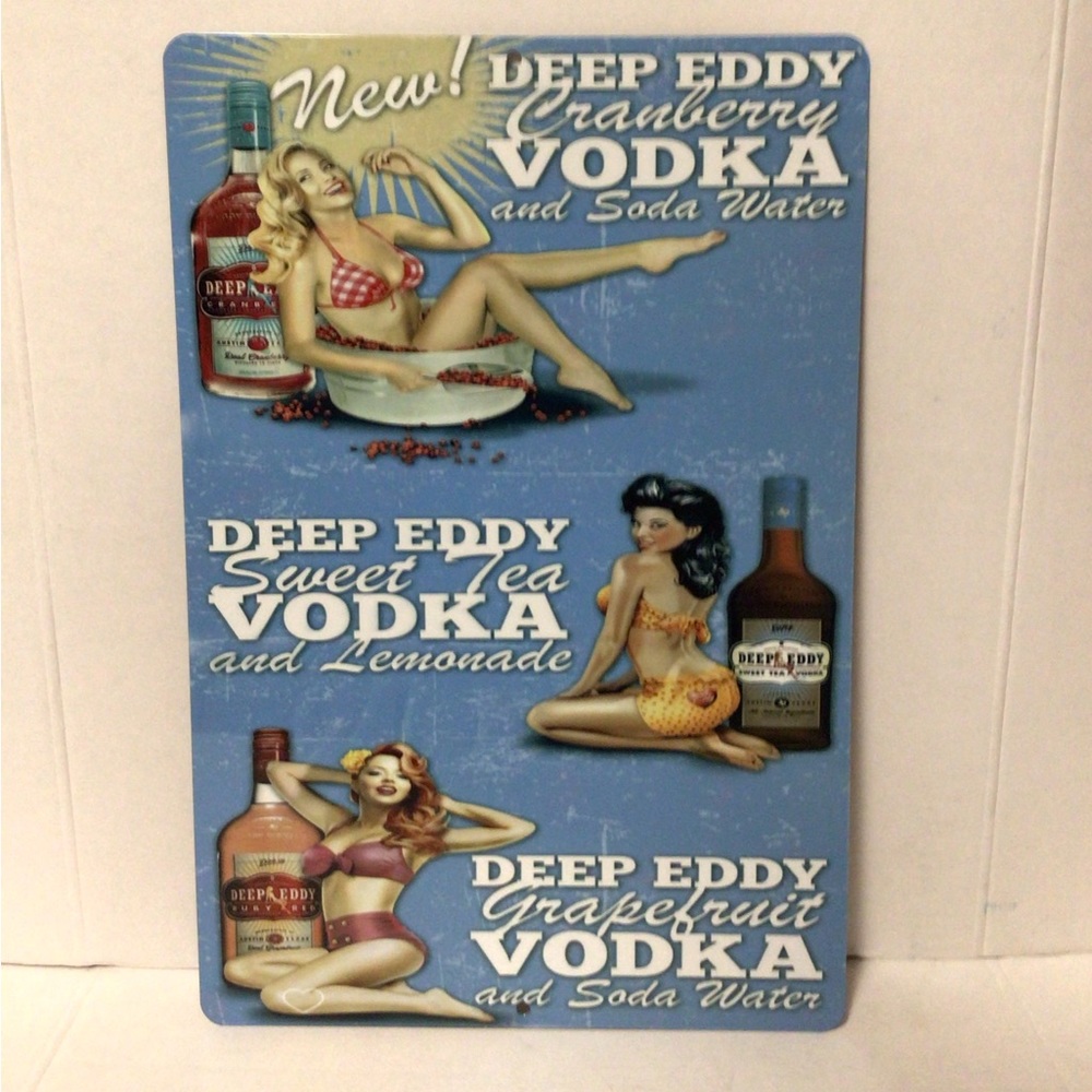 Deep Eddy Vodka Pin Up Girls Logo Metal Tin Liquor display wall sign